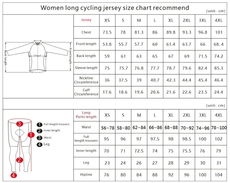 Women's Long Sleeved Cycling Suit