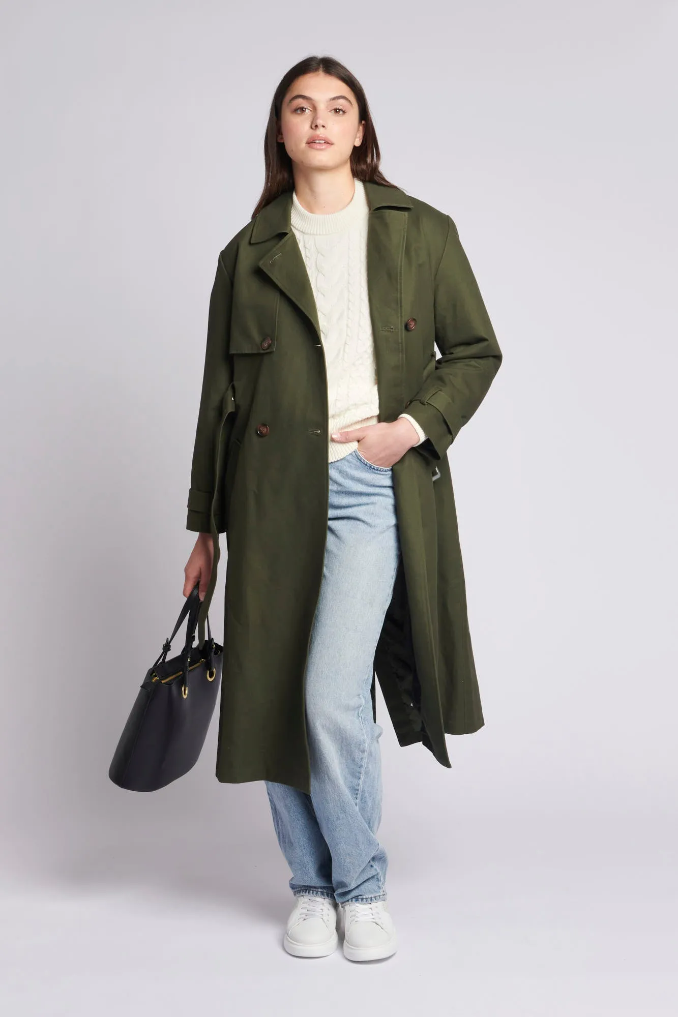 Womens Trench Coat in Forest Night