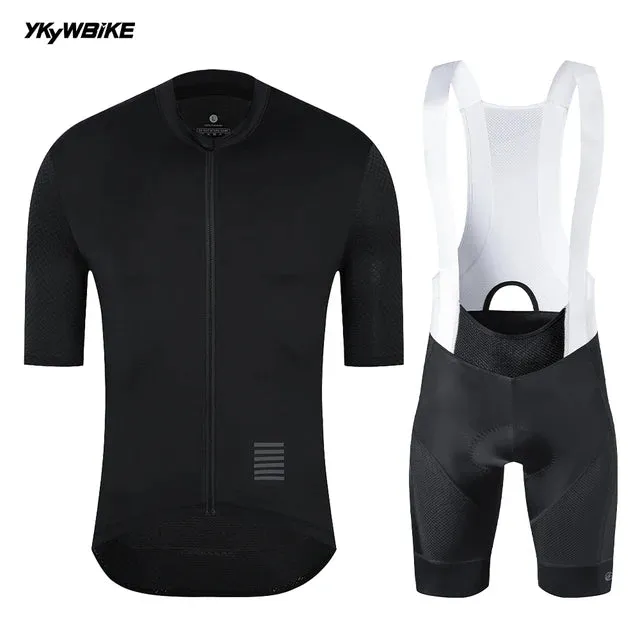 YKYW 2024 Men's Cycling Set Breathable Back Pocket Reflective Cycling Jersey and 5H Ride Bib Shorts 8 Perfect Combinations