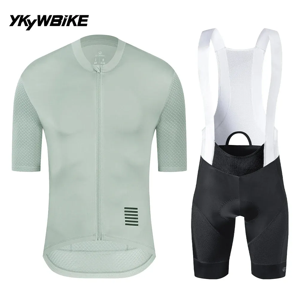 YKYW 2024 Men's Cycling Set Breathable Back Pocket Reflective Cycling Jersey and 5H Ride Bib Shorts 8 Perfect Combinations