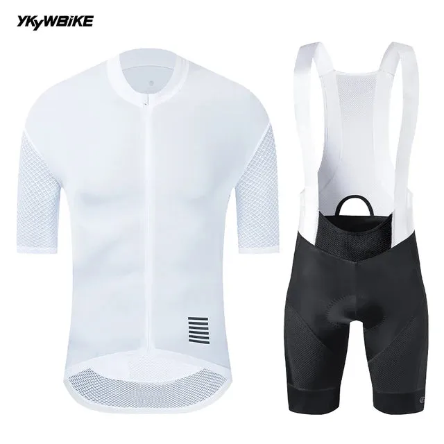 YKYW 2024 Men's Cycling Set Breathable Back Pocket Reflective Cycling Jersey and 5H Ride Bib Shorts 8 Perfect Combinations