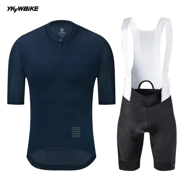 YKYW 2024 Men's Cycling Set Breathable Back Pocket Reflective Cycling Jersey and 5H Ride Bib Shorts 8 Perfect Combinations