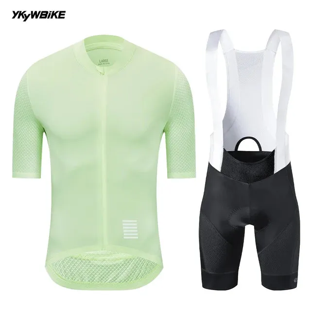 YKYW 2024 Men's Cycling Set Breathable Back Pocket Reflective Cycling Jersey and 5H Ride Bib Shorts 8 Perfect Combinations