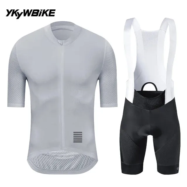 YKYW 2024 Men's Cycling Set Breathable Back Pocket Reflective Cycling Jersey and 5H Ride Bib Shorts 8 Perfect Combinations